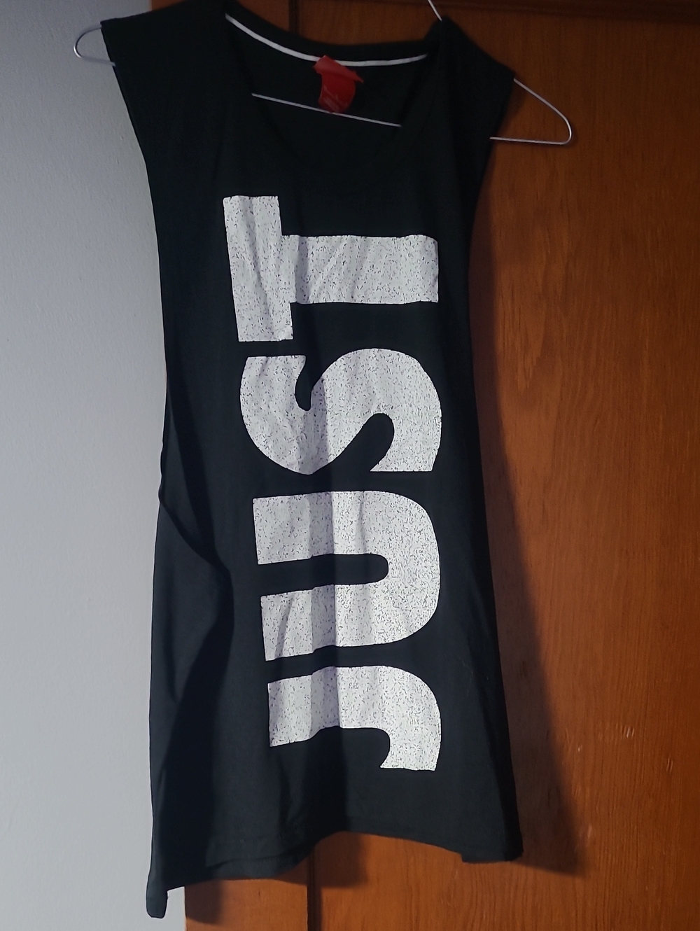 Nike Black Tank Top with White 'Just Do It' Graphic